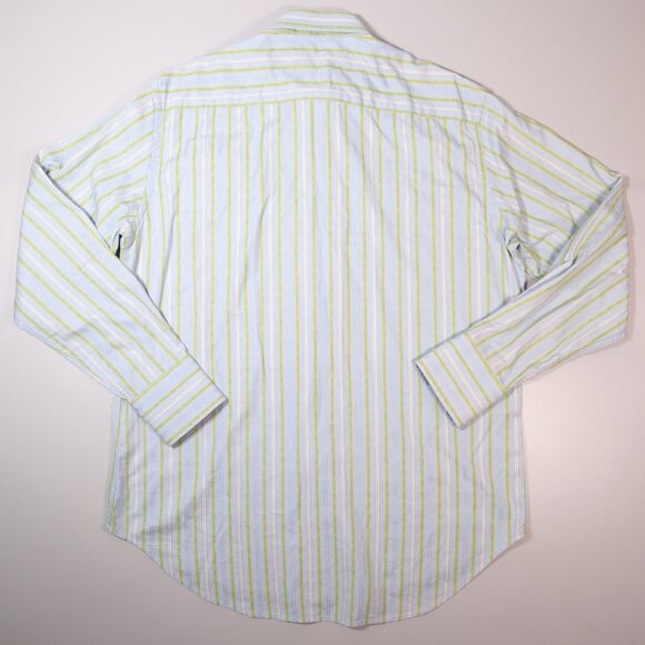 Robert Graham Shirt Long Sleeve Stripe Blue Flip Cuff Mens Large - Picture 9 of 11